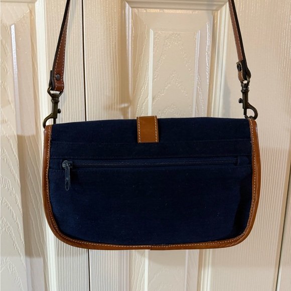 Pappagallo Blue Navy Canvas Crossbody Shoulder Bag - Picture 8 of 10